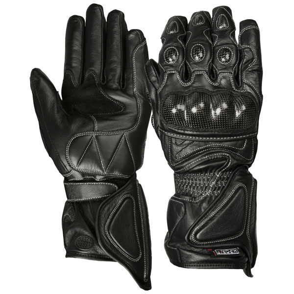 Weise Aztec Black White Leather Sport Armoured Race Motorcycle Gloves 